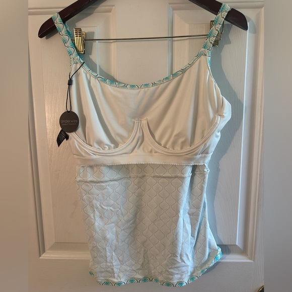 NWT COCO REEF 34D Siren Aura Ruffle Underwire Tankini Top Blue Green Geometric - Picture 9 of 15